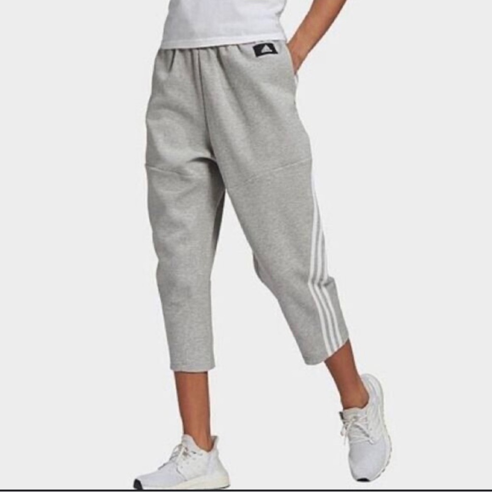 adidas Light Gray Joggers with White Accents
